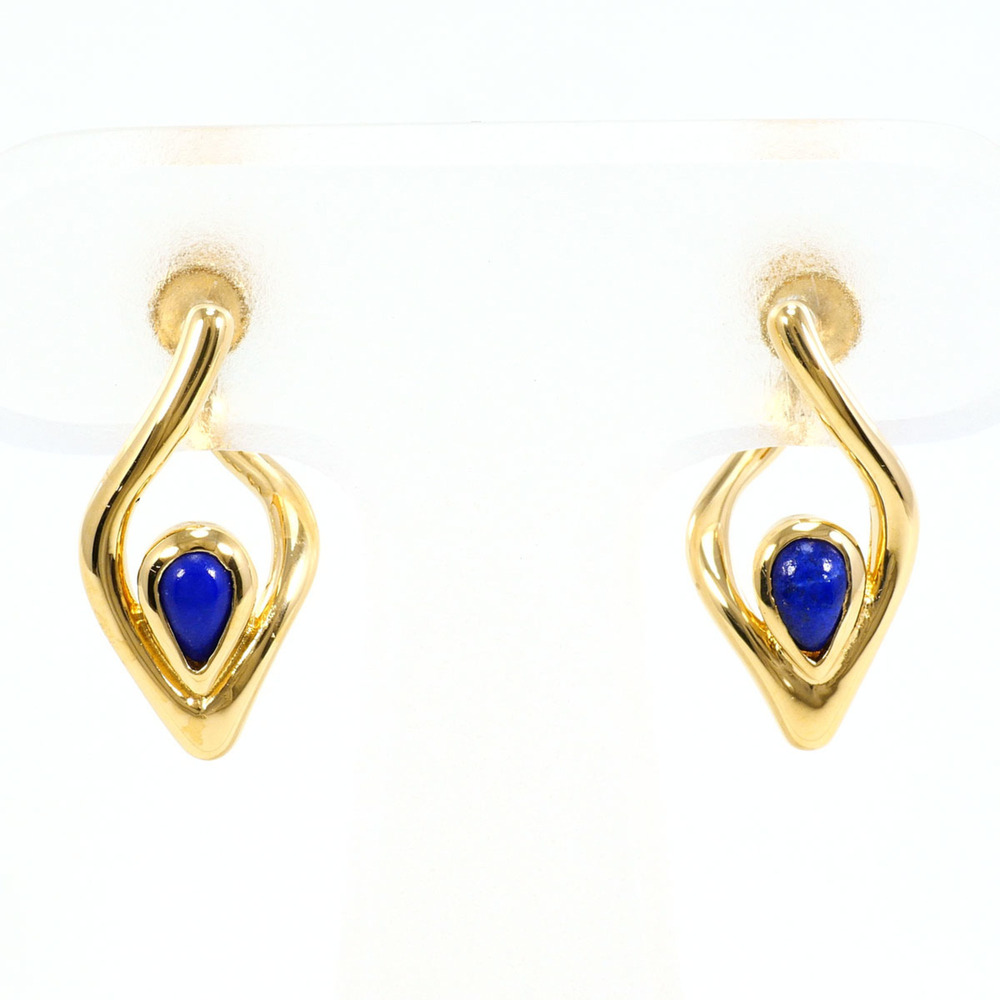 VINTAGE 18k Gold Lapis Earrings